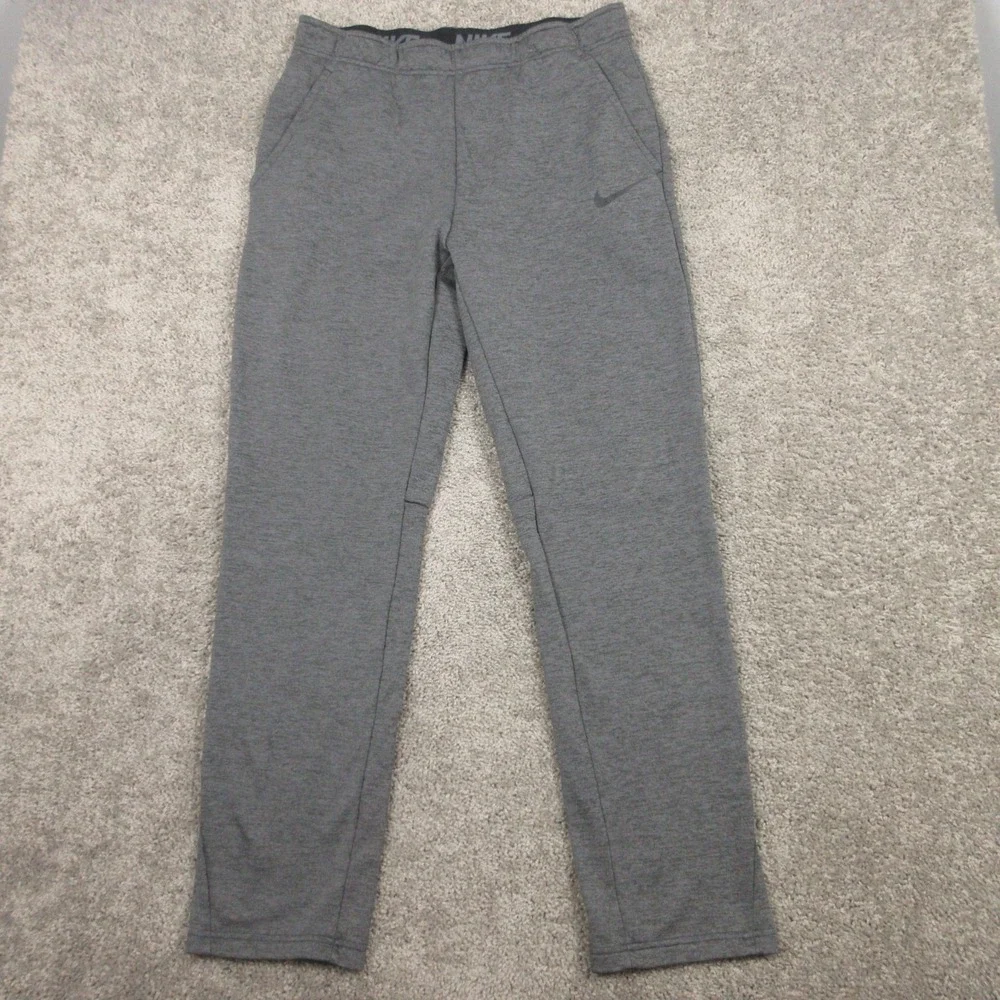 Nike Sweatpants Mens Large Gray Thermafit Fleece Sports Activewear Comfort Logo‎